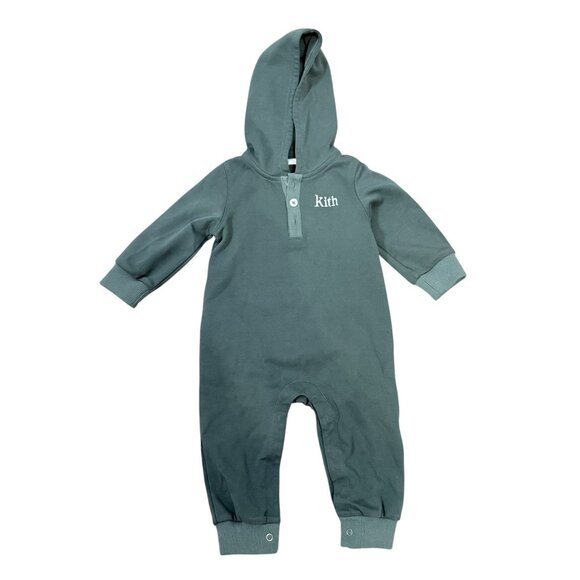 KITH Baby Size 6 - 12 Months Green One Piece Hooded Footed Heavy Weight Romper - Picture 1 of 3